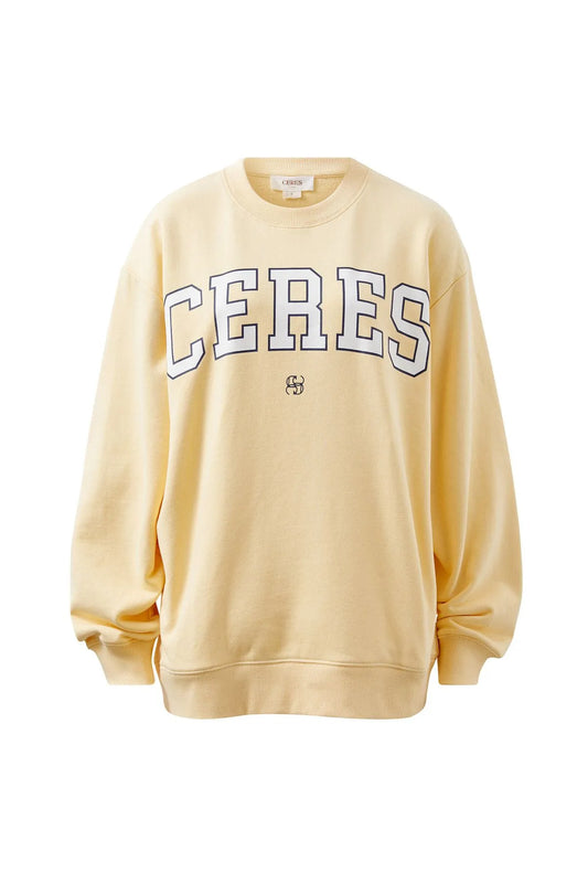 Ceres Life Isla Oversized Crew in Sunny Yellow Heritage Logo