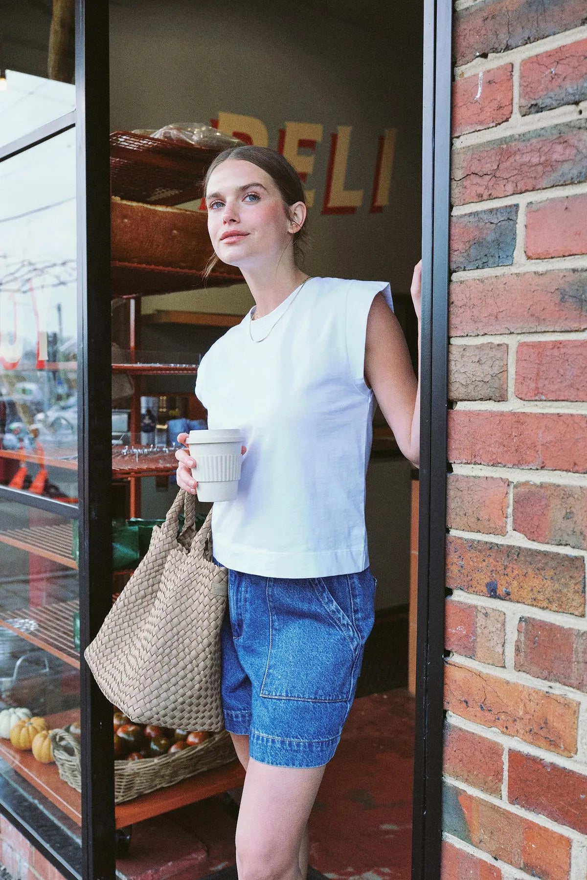 Ceres life Extended Shoulder Tee in White