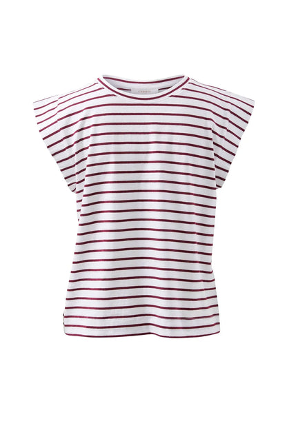 Ceres Life EXTENDED SHOULDER TEE/WHITE/POMEGRANATE STRIPE