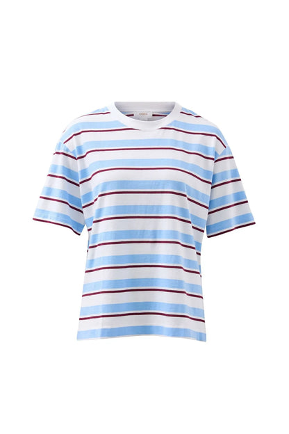 Ceres Life Stevie Slouchy Tee in Powder Pomegranate Retro Stripe