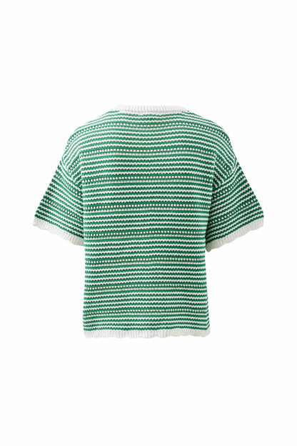 Ceres Life Nina Boxy Knit Tee in Kelly Green Stripe