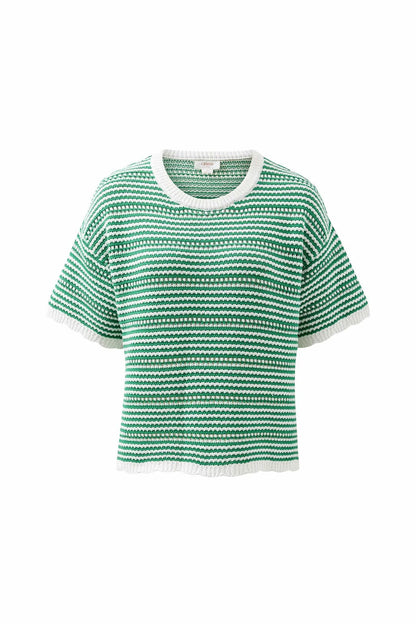 Ceres Life Nina Boxy Knit Tee in Kelly Green Stripe