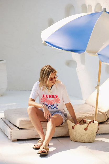 Ceres Life Stevie Slouchy Tee in White Ceres Retro Palms
