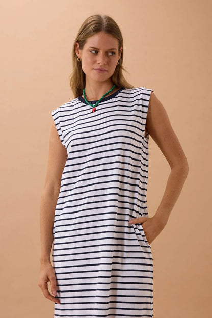 Ceres Life Paloma Dress in Navy Stripe