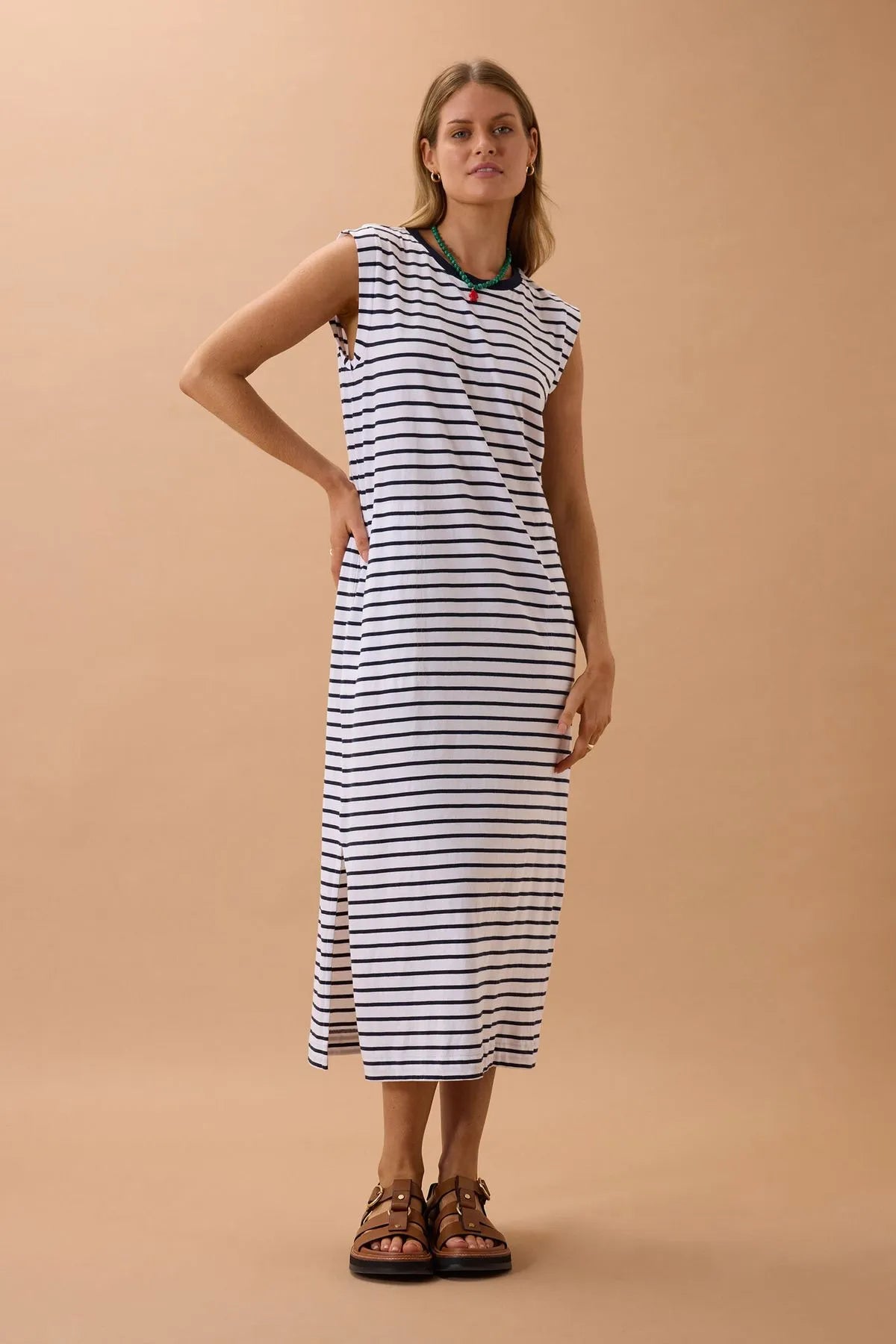 Ceres Life Paloma Dress in Navy Stripe