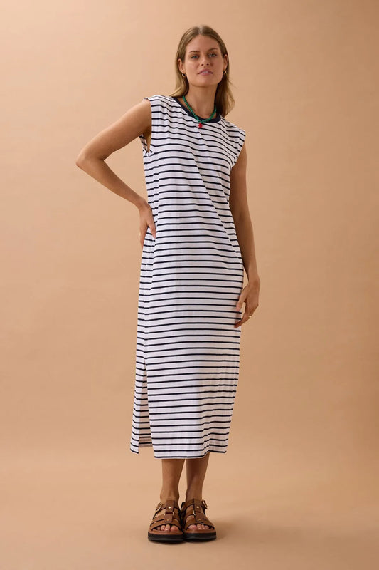 Ceres Life Paloma Dress in Navy Stripe