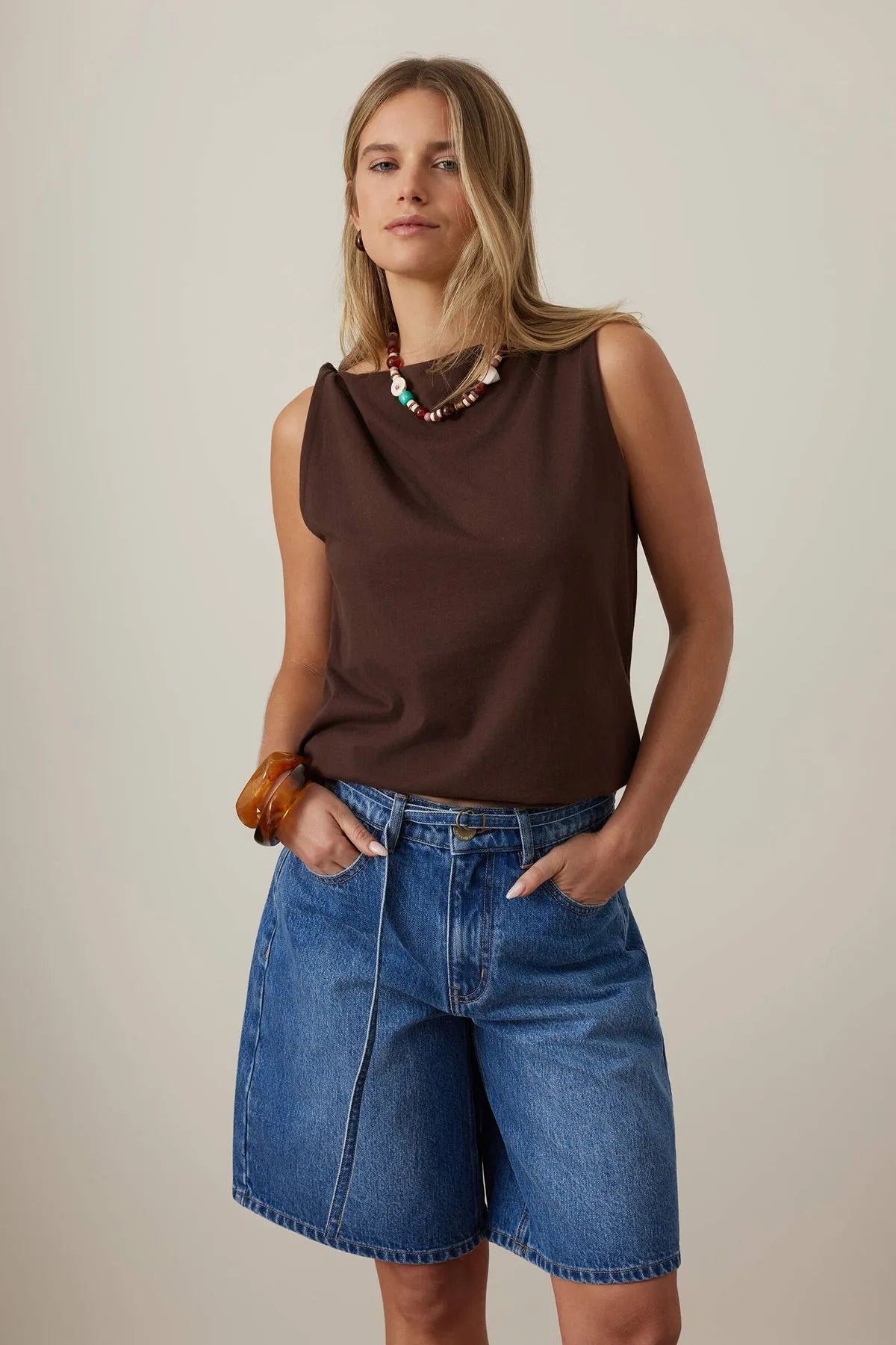 Tahlia Twist Tank in Chocolate
