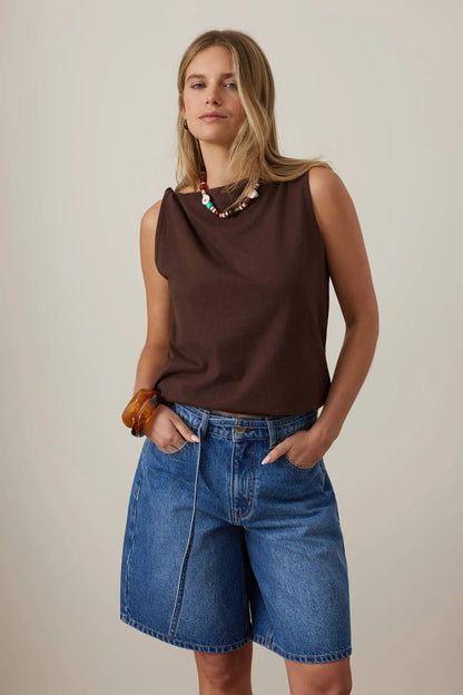 Tahlia Twist Tank in Chocolate