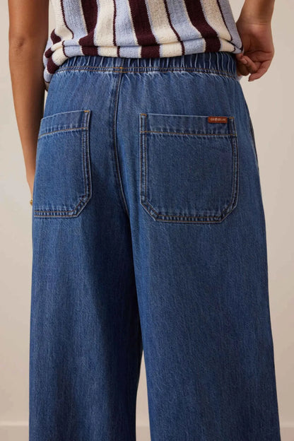Ceres Life Andie Wide Leg Drawstring Pant in Fresh Indigo