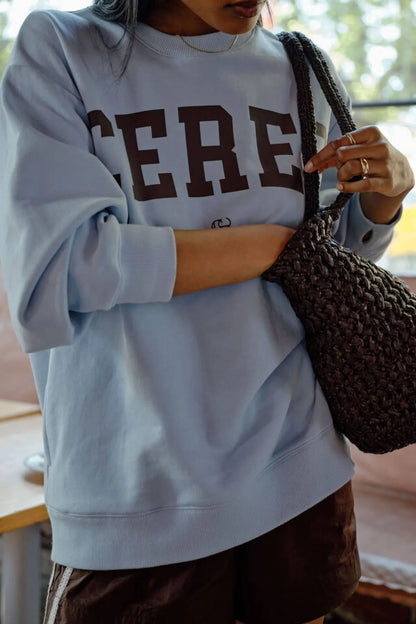Ceres Life Isla Oversized Slouchy Crew in Chalk Blue