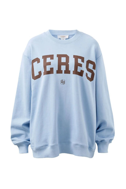 Ceres Life Isla Oversized Slouchy Crew in Chalk Blue
