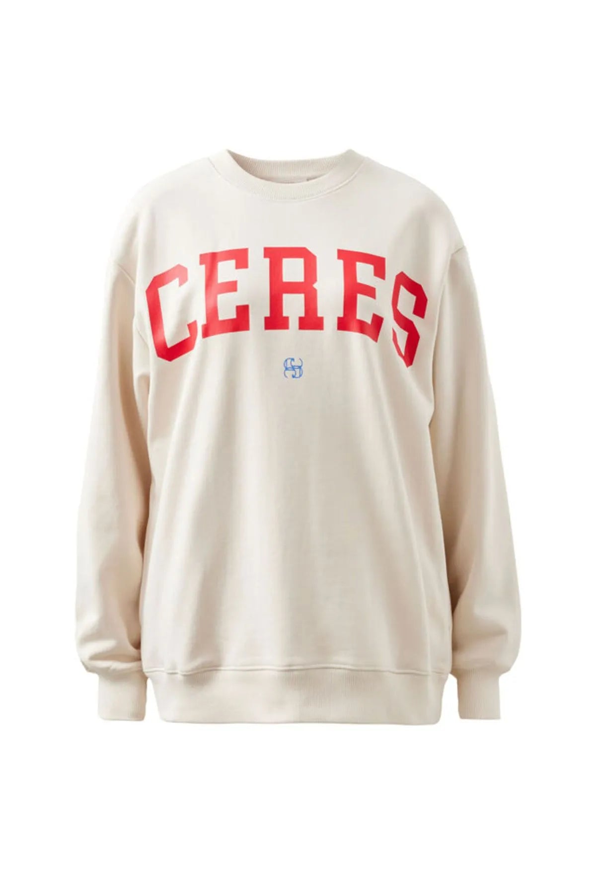 Ceres Life Isla Oversized Slouchy Crew in Buff Fiery Red