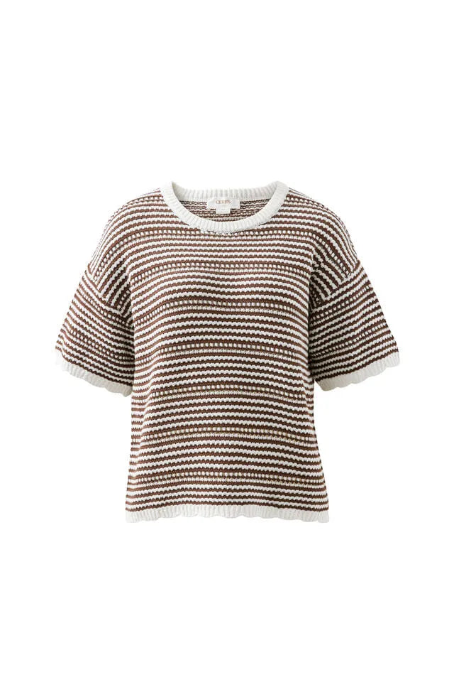 Ceres Life Nina Boxy Knit Tee in Chocolate Stripe