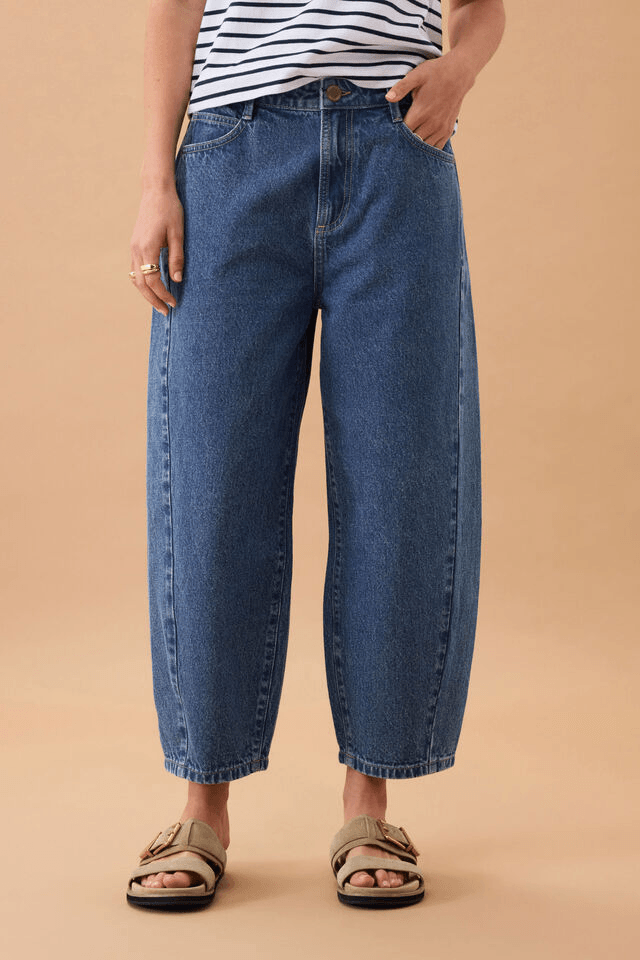 Maggie Tapered Barrel Jeans in Fresh Indigo by Ceres Life