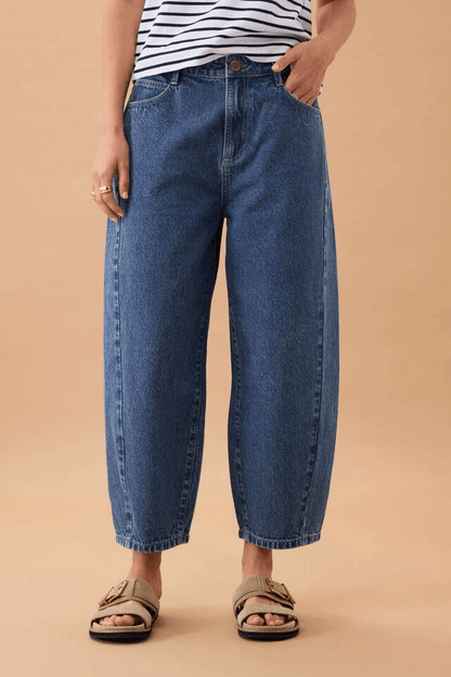 Maggie Tapered Barrel Jeans in Fresh Indigo by Ceres Life