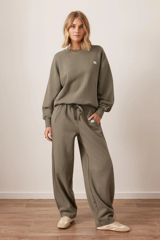 Elise Barrel Trackpant in Washed Olive