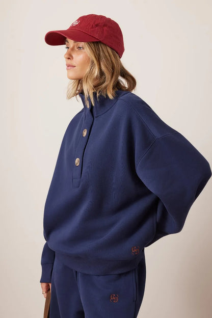 Marli Button Sweat in Heritage Navy