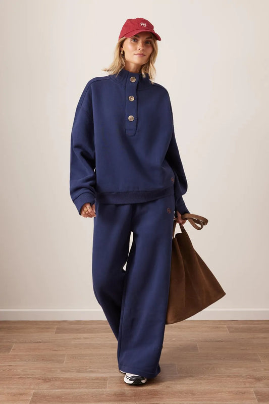 Marli Button Sweat in Heritage Navy