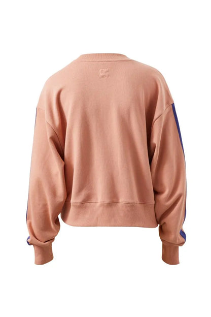 Sasha Sporty Slouchy Crew in Pink Clay Washed Navy Side Stripe