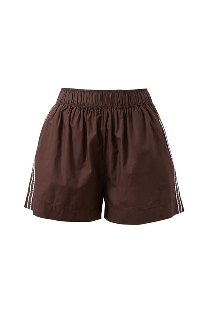 Mila Shorts in Chocolate Side Stripe
