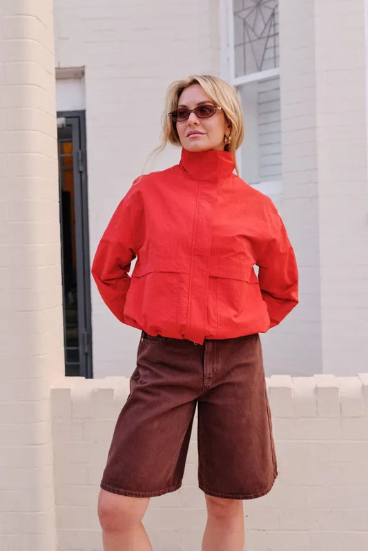 Fletcher Funnel Bomber in Pomodoro Red