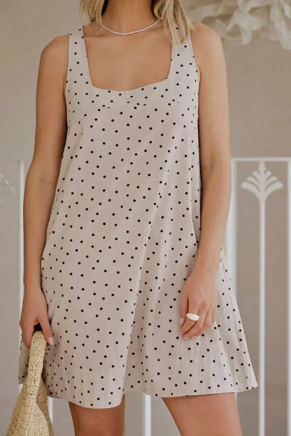 Parker Mini Dress in Putty Scattered Spots