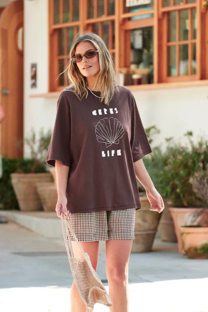 Luna Oversized Tee in Brunette
