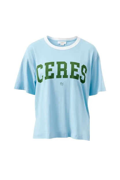Stevie Tee in Fresh Blue / Basil Varsity