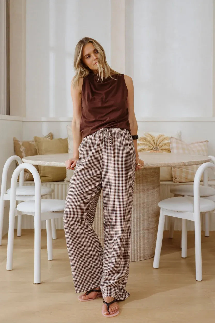 Resort Pant in Chocolate Gingham