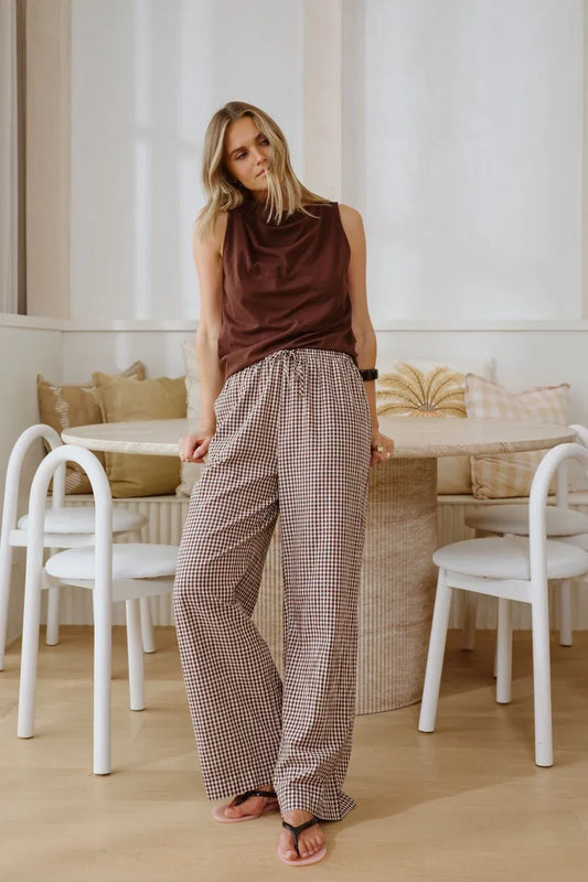 Resort Pant in Chocolate Gingham