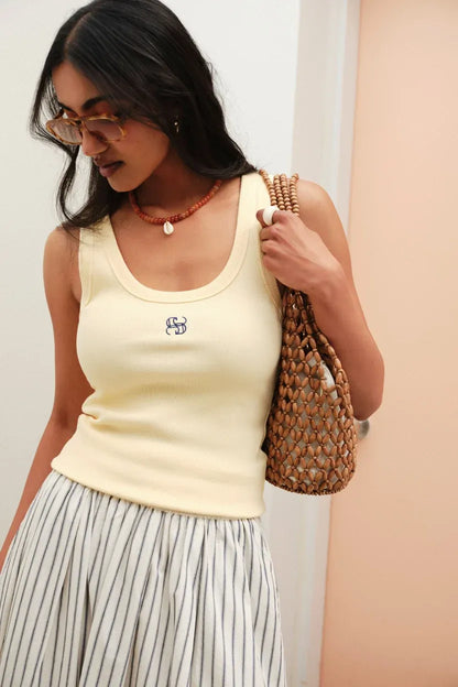 Zoe Contour Rib Tank in Butter