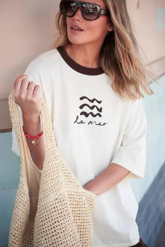 Luna Oversized Tee in Milk / Le Mer