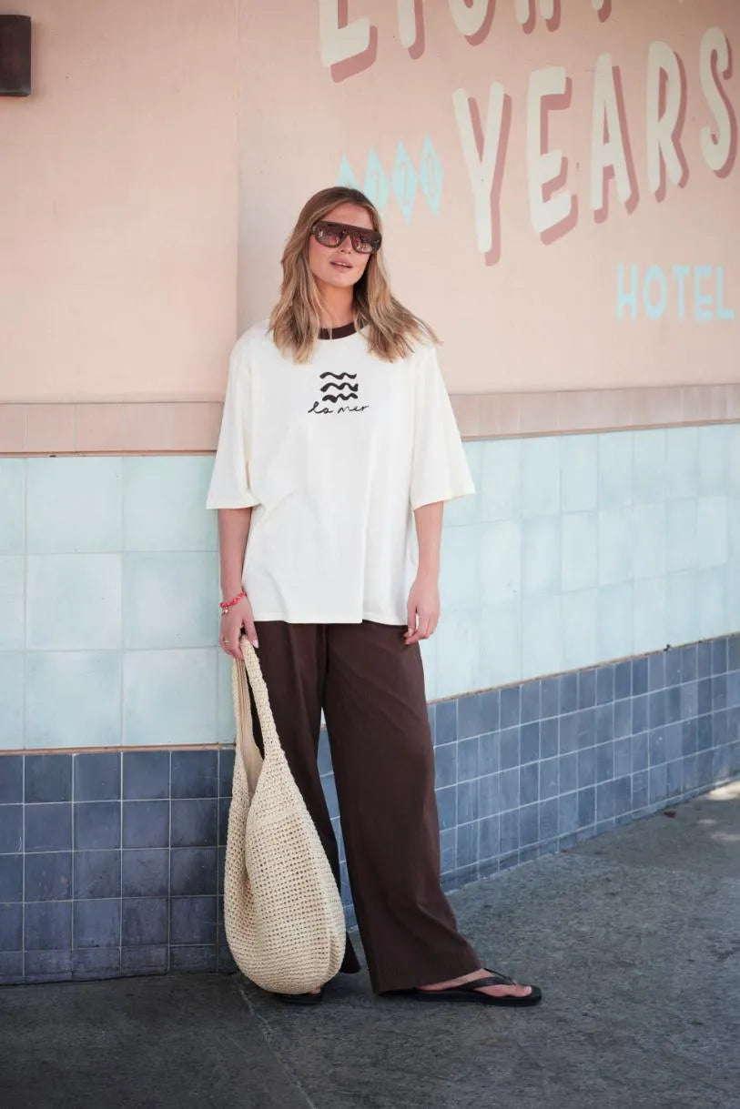 Luna Oversized Tee in Milk / Le Mer