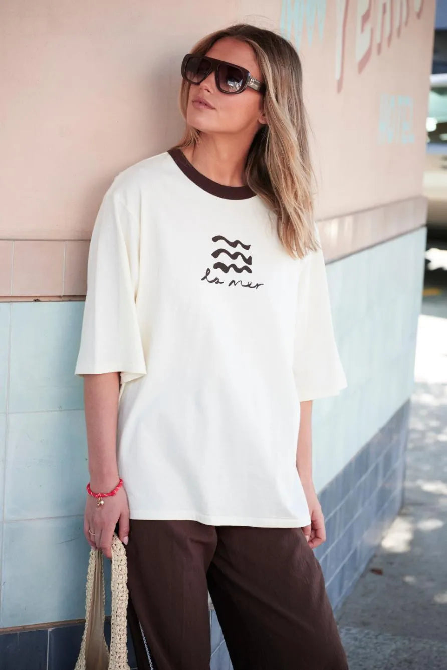 Luna Oversized Tee in Milk / Le Mer