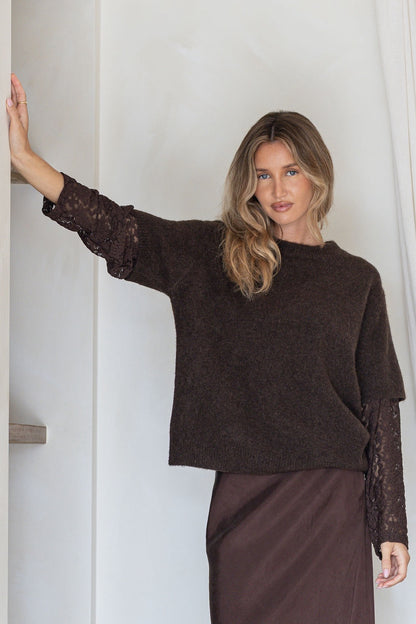 Louise Lacey Knit Top - Chocolate