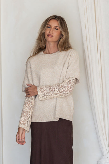 Louise Lacey Knit Top - Latte