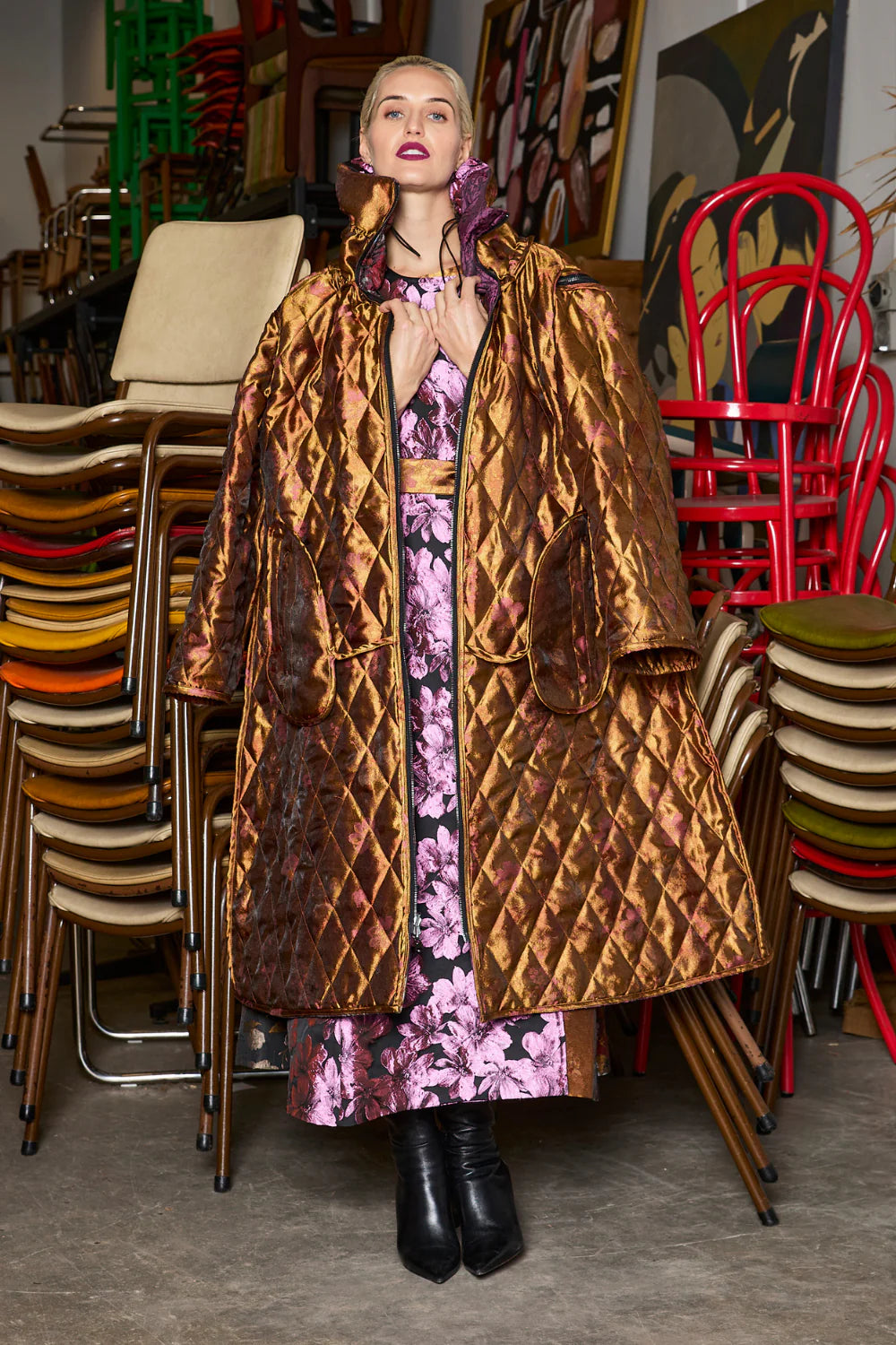 MA Dainty Puff Coat Pink Combo