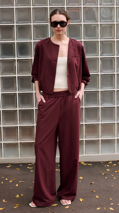 Reed Crop Jacket - Burgundy Stripe