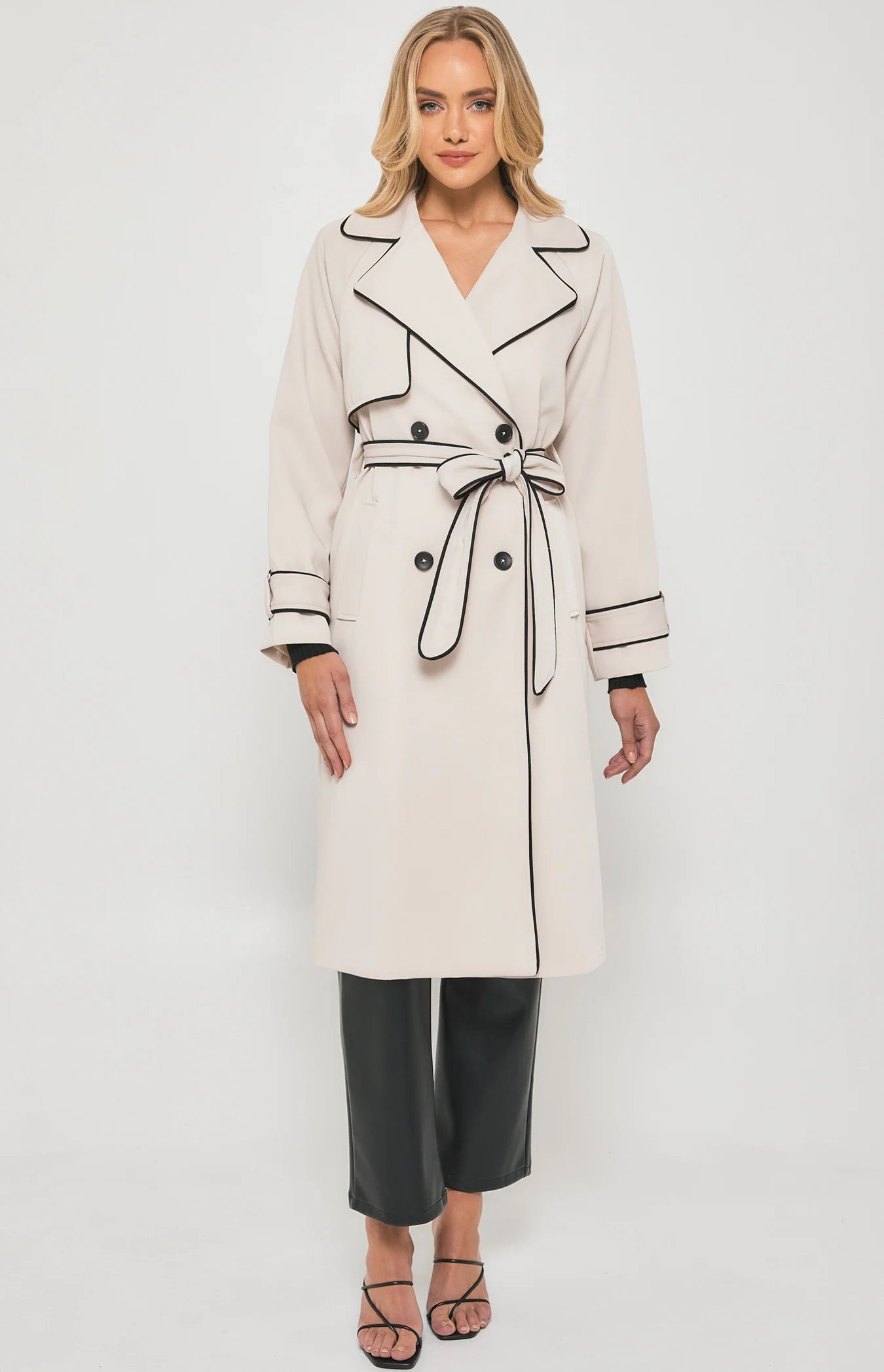 Cathy Contrast Trim Trench Coat
