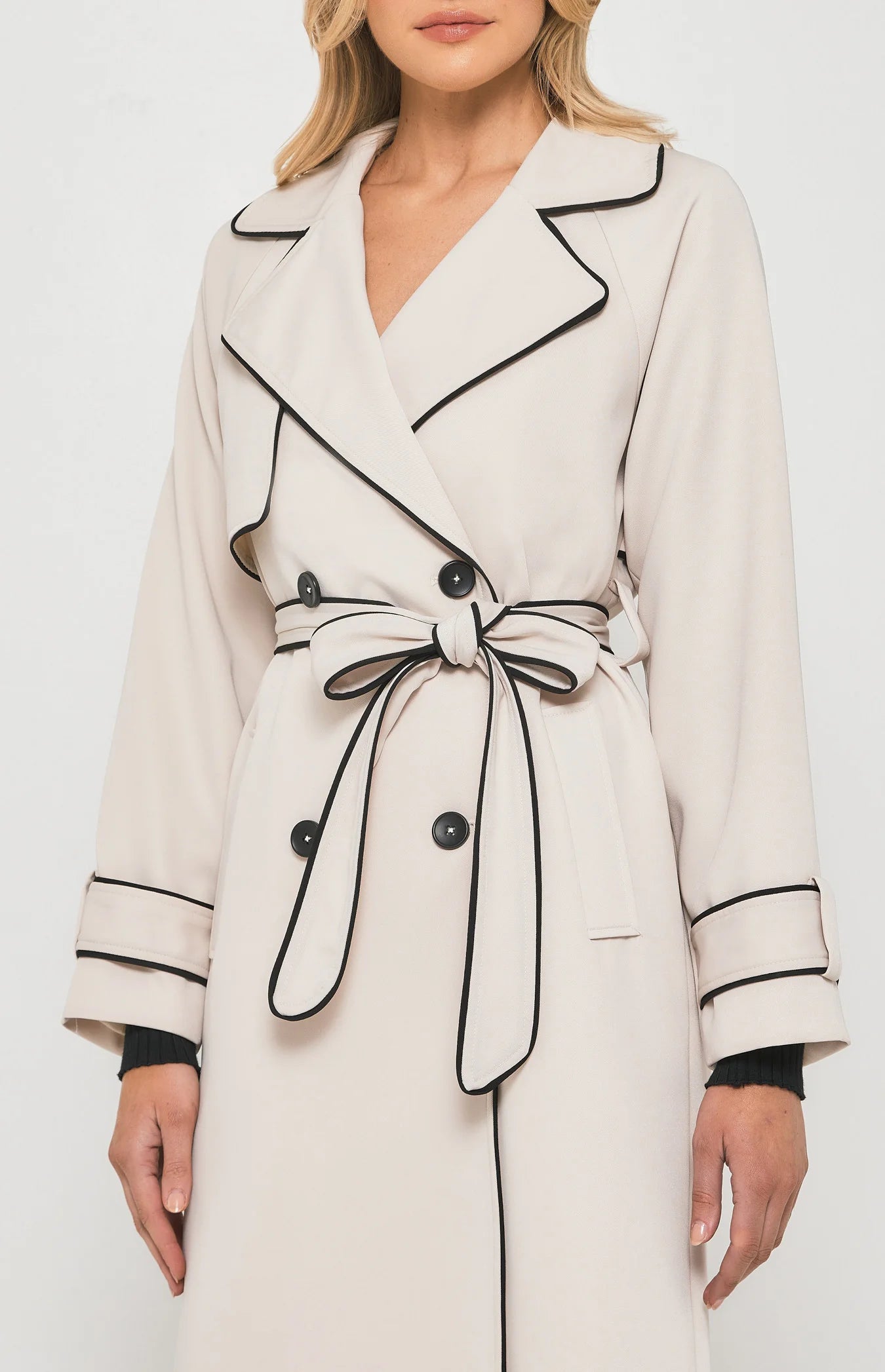 Cathy Contrast Trim Trench Coat
