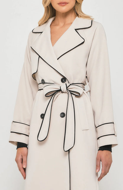 Cathy Contrast Trim Trench Coat