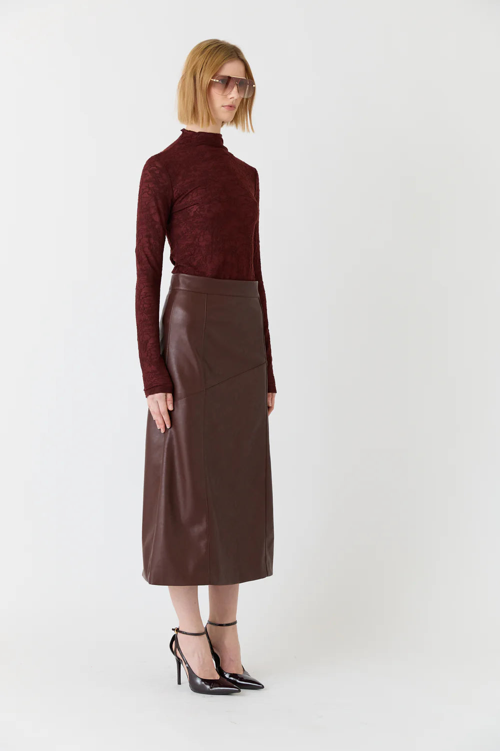 Clea Midi Skirt in Mulberry
