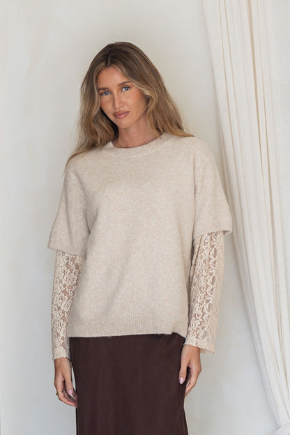 Louise Lacey Knit Top - Latte