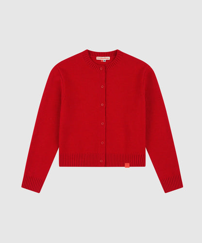Vacation Club Crew Neck Cardigan in Red