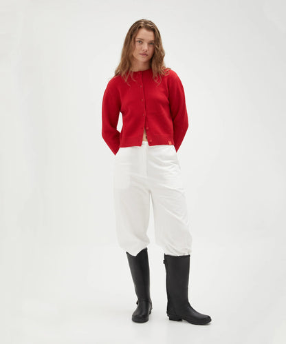 Vacation Club Crew Neck Cardigan in Red