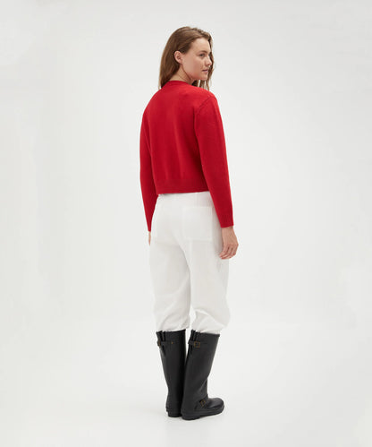 Vacation Club Crew Neck Cardigan in Red