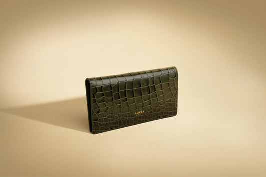 Sancia The Faro Travel Wallet in Kelp Croc
