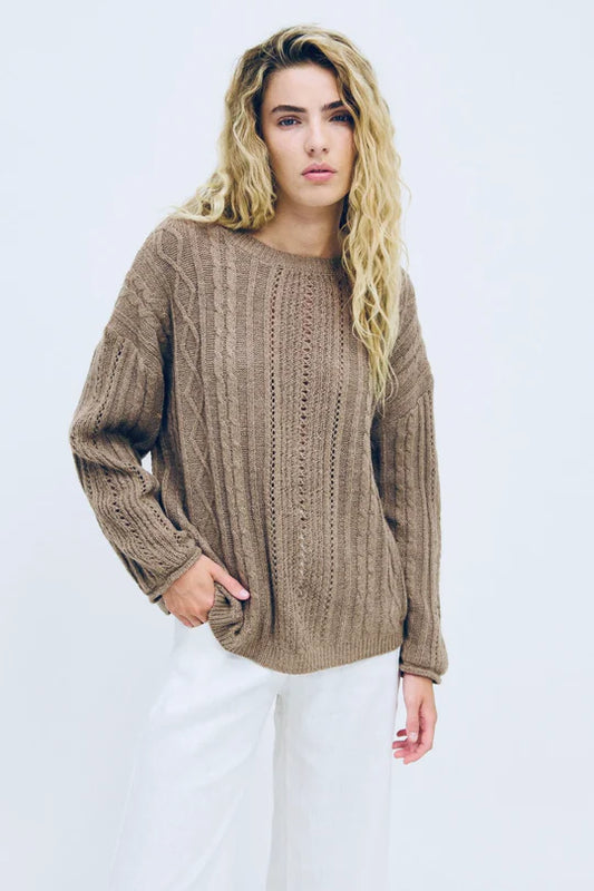 Little Lies Curved Cable Knit Jumper