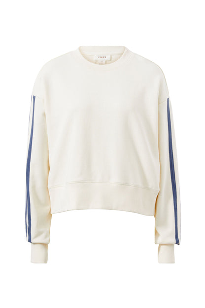 Ceres Life Sporty Slouchy Crew in Winter White Stripe