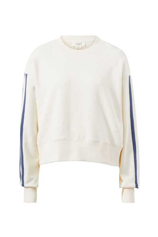 Ceres Life Sporty Slouchy Crew in Winter White Stripe